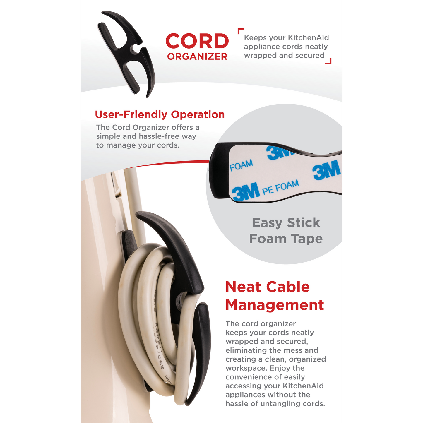 Bundle: Mat Slide, Flex Edge Beater, and Cord Organizer - Upgrade Your Kitchen Experience, Perfect for Home Chefs, Cooking Enthusiasts, and Gift Shoppers, Small, Black, Grey