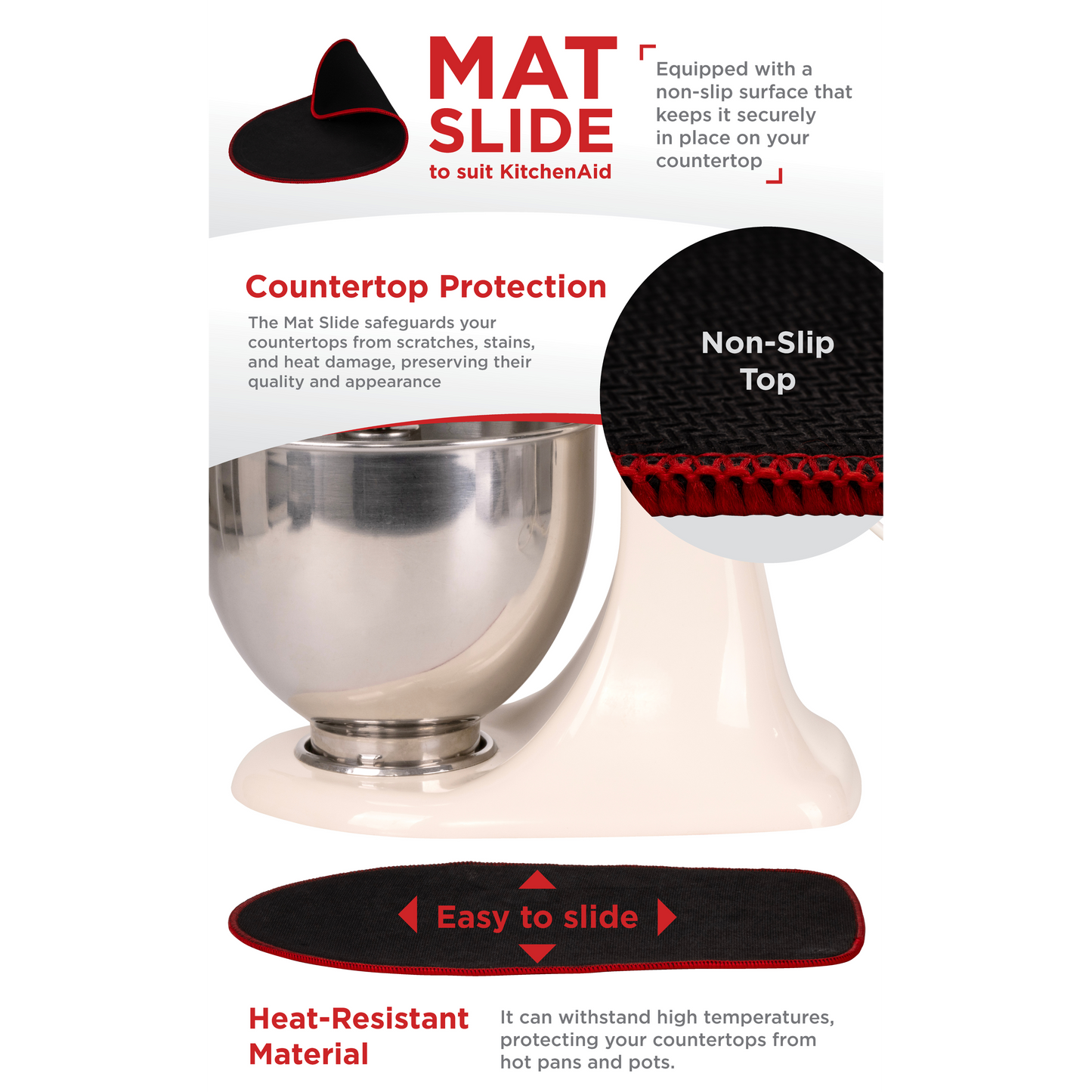 Bundle: Mat Slide, Flex Edge Beater, and Cord Organizer - Upgrade Your Kitchen Experience, Perfect for Home Chefs, Cooking Enthusiasts, and Gift Shoppers, Small, Black, Grey